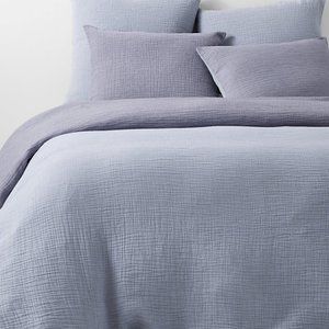 GARNET HILL Ripple Organic Cotton Gauze Duvet Cover - King/CalKing